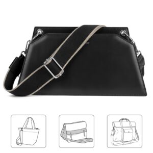 Muteffcase Purse Strap 1.5" Replacement Crossbody Bag Straps Canvas Handbag Shoulder Strap, Adjustable Woven Tote Belt (1.5" Black/Silver Buckle)