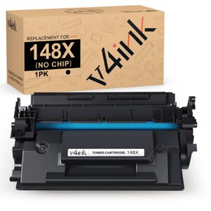 v4ink 148x high yield toner cartridge (no chip) compatible replacement for hp 148x w1480x 148a w1480a black toner for hp pro 4001dw 4001dwe 4001dn 4001n mfp 4101fdw 4101fdn printer ink, 1 pack