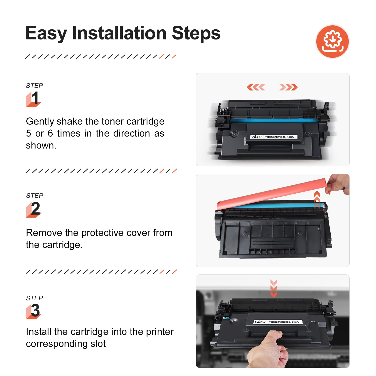 v4ink 148X High Yield Toner Cartridge (NO CHIP) Compatible Replacement for HP 148X W1480X 148A W1480A Black Toner for HP Pro 4001dw 4001dwe 4001dn 4001n MFP 4101fdw 4101fdn Printer Ink, 1 Pack