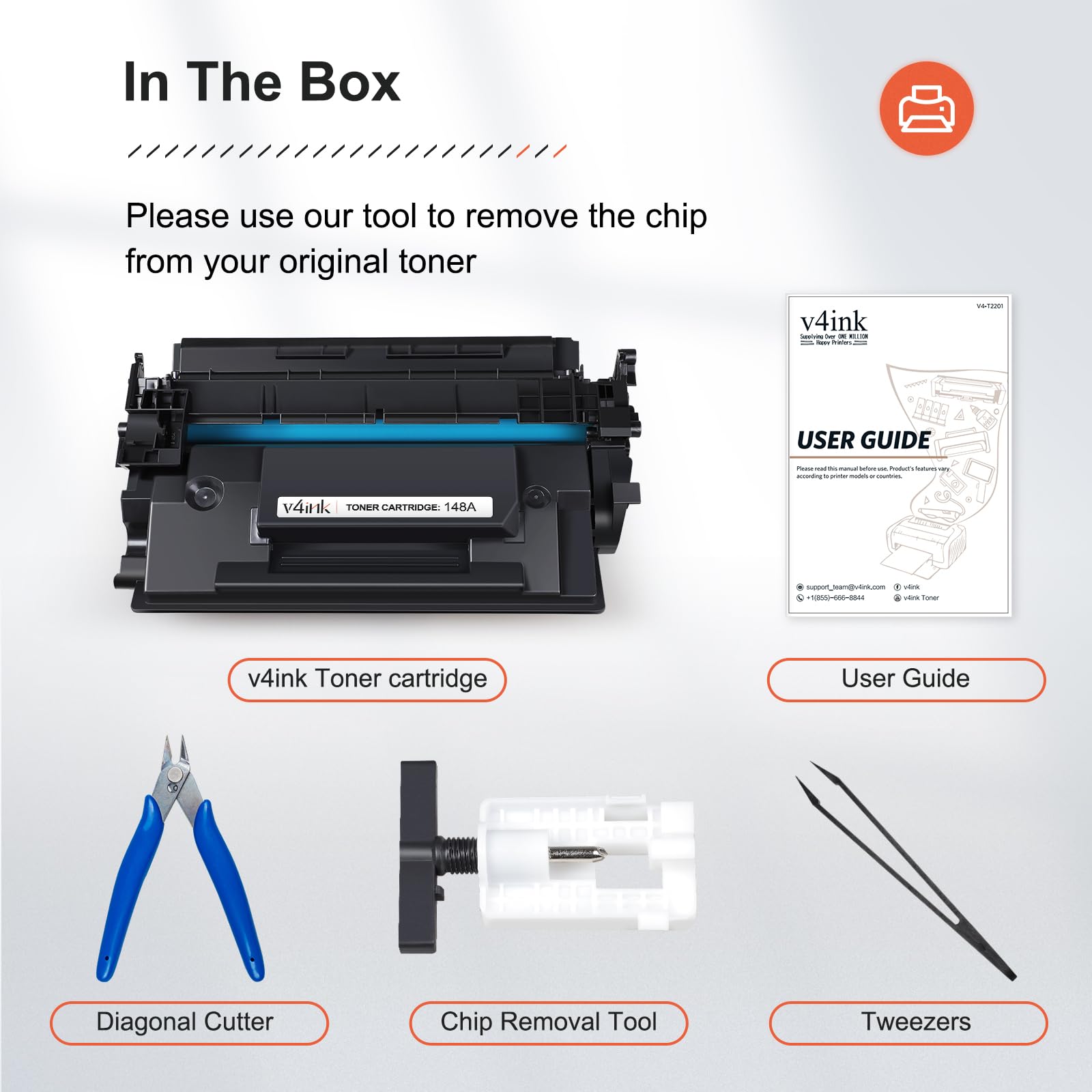 v4ink 148X High Yield Toner Cartridge (NO CHIP) Compatible Replacement for HP 148X W1480X 148A W1480A Black Toner for HP Pro 4001dw 4001dwe 4001dn 4001n MFP 4101fdw 4101fdn Printer Ink, 1 Pack