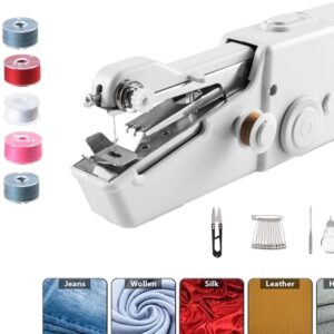 29 Pcs Handheld Sewing Machine, Mini Sewing Machines, Hand Cordless Sewing Tool,Easy-to-operate, More Friendly to the Handicapped, Portable Sewing Threads Kit for DIY Fabrics Clothes Home Travel