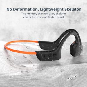 CelsusSound Bone Conduction Headphones,Open-Ear Bluetooth Sport Headphones with Mic, Wireless Earphones,Sweatproof Headphones for Running and Workouts(Orange)