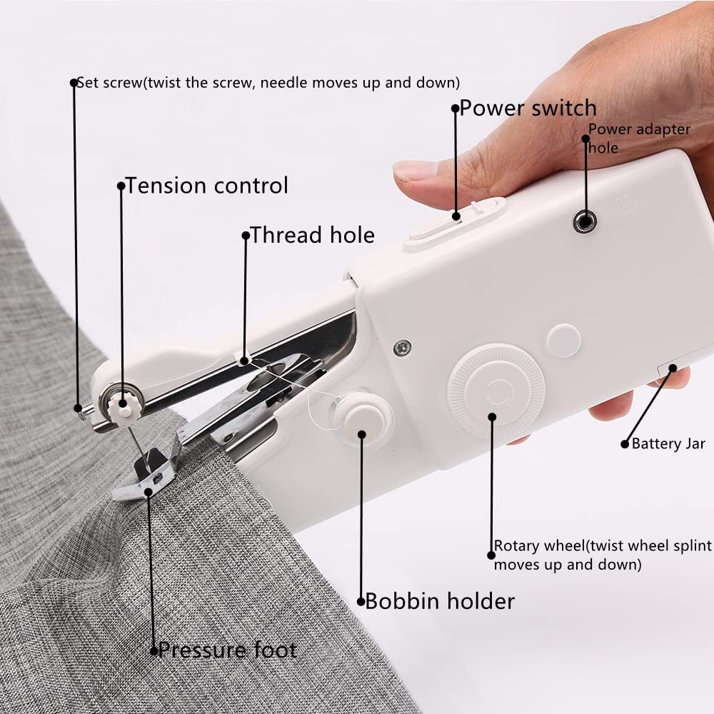 29 Pcs Handheld Sewing Machine, Mini Sewing Machines, Hand Cordless Sewing Tool,Easy-to-operate, More Friendly to the Handicapped, Portable Sewing Threads Kit for DIY Fabrics Clothes Home Travel