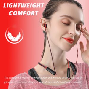 Xmenha Neckband Bluetooth Headphones Earbuds Magnetic Wireless Around The Neck Ear Buds Wired Retractable Waterproof Sports Long Battery Life