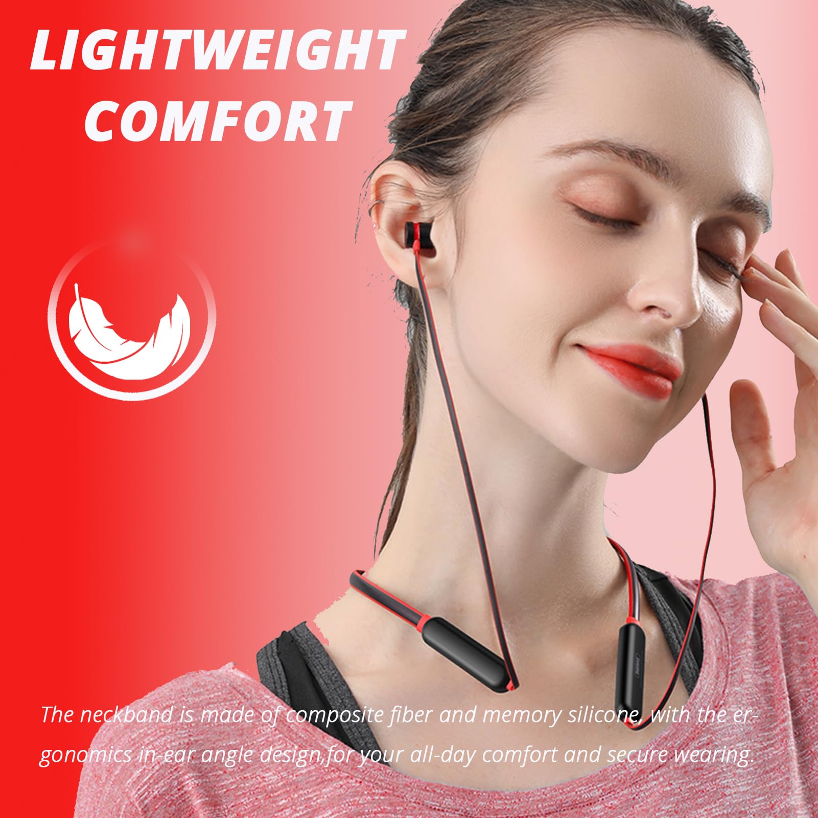 Xmenha Neckband Bluetooth Headphones Earbuds Magnetic Wireless Around The Neck Ear Buds Wired Retractable Waterproof Sports Long Battery Life