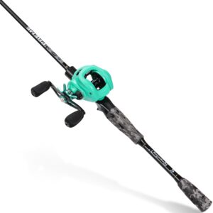 Sougayilang Fishing Rod and Reel Combo, Medium Fishing Pole with Baitcasting Reel Combo, 2-Piece Baitcaster Combo-Grey-5'10'' with left handed reel