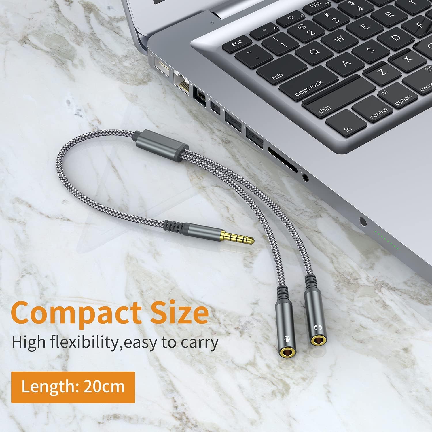 Headphone Splitter, (Hi-Fi Sound) Nylon-Braided Extension Cable Audio Stereo Y Splitter, 3.5mm Male to 2 Ports 3.5mm Female Headset Splitter for Phone, TabletsPS4, Switch & More