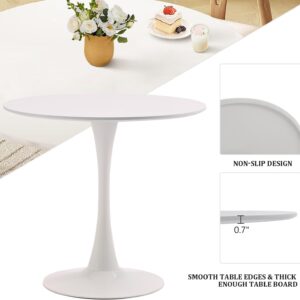 TUOMUR White Round Dining Table, 31.5" Tulip Table, Mid-Century Leisure Table