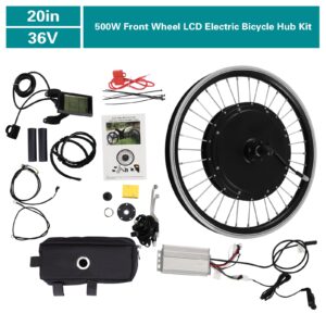 20" Front/Rear Wheel Hub E-Bike Conversion Kit, 36V 500W E-Bike Brushless and Gearless Hub Motor Kit with LED Display Waterproof