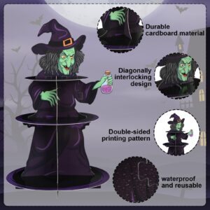 Halloween Cupcake Stand for 24 Cupcakes Witch and Poison Halloween Cupcake Decorations Cardboard Cupcake 3 Tier and 2 Tier Set Halloween Party Supplies. (Witch)