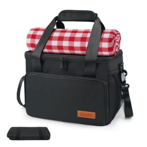 BUDO Lunch Bags for Men and Women, Insulated Waterproof Lunch Box, Reusable Lunch Tote with Adjustable Shoulder Strap, Lunch Warmer Cooler Bag for Adults to Work Camping Picnic Trips