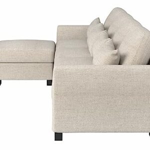 Sunrise Coast Modular Sofa Couch 130" Convertible L Shaped Sofas&Couches with Movable Ottoman Sectional, Beige