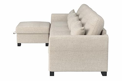 Sunrise Coast Modular Sofa Couch 130" Convertible L Shaped Sofas&Couches with Movable Ottoman Sectional, Beige