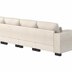 Sunrise Coast Modular Sofa Couch 130" Convertible L Shaped Sofas&Couches with Movable Ottoman Sectional, Beige