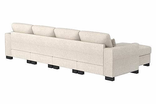 Sunrise Coast Modular Sofa Couch 130" Convertible L Shaped Sofas&Couches with Movable Ottoman Sectional, Beige