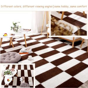 7 SQ.Ft Interlocking Carpet Tiles, 9 Tiles 23.6"X4.7" Foam Mat, Rectangular Puzzle Play Mat, Soft Splicing Playing Floor Mat, Anti-Fall(Size:24x12cm,Color:Beige)