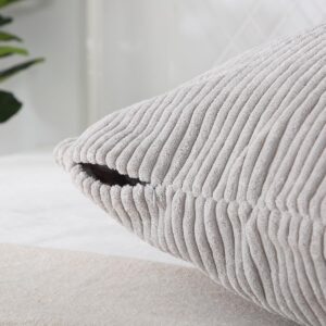 YANHOMY Striped Corduroy Oblong Body Pillow Cover 20x54 inches Polyester Cozy Hidden Zipper Body Pillow Case with Elegant Look, No Insert (Light Grey)