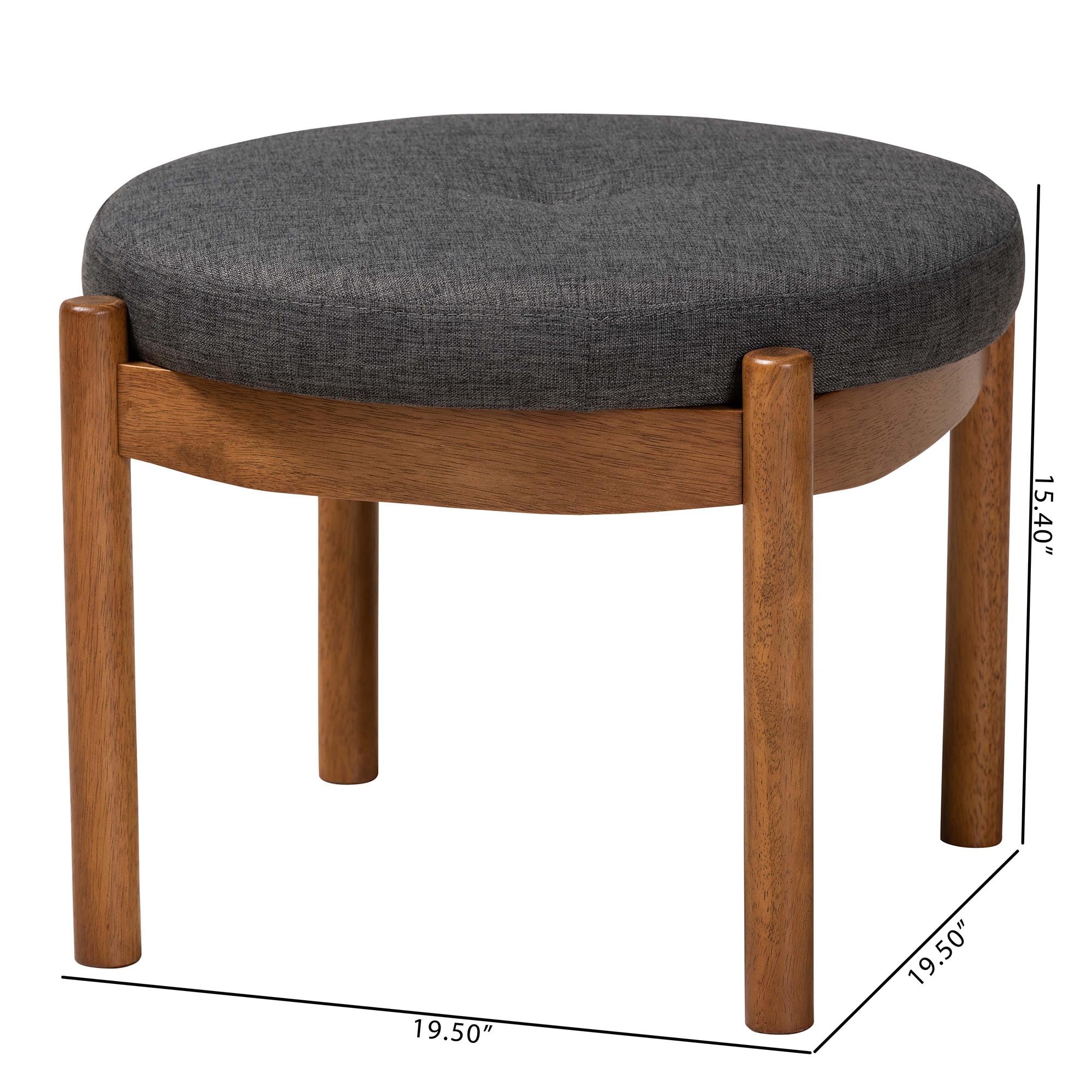 Baxton Studio Iliana Footstool, One Size, Dark Grey/Walnut Brown