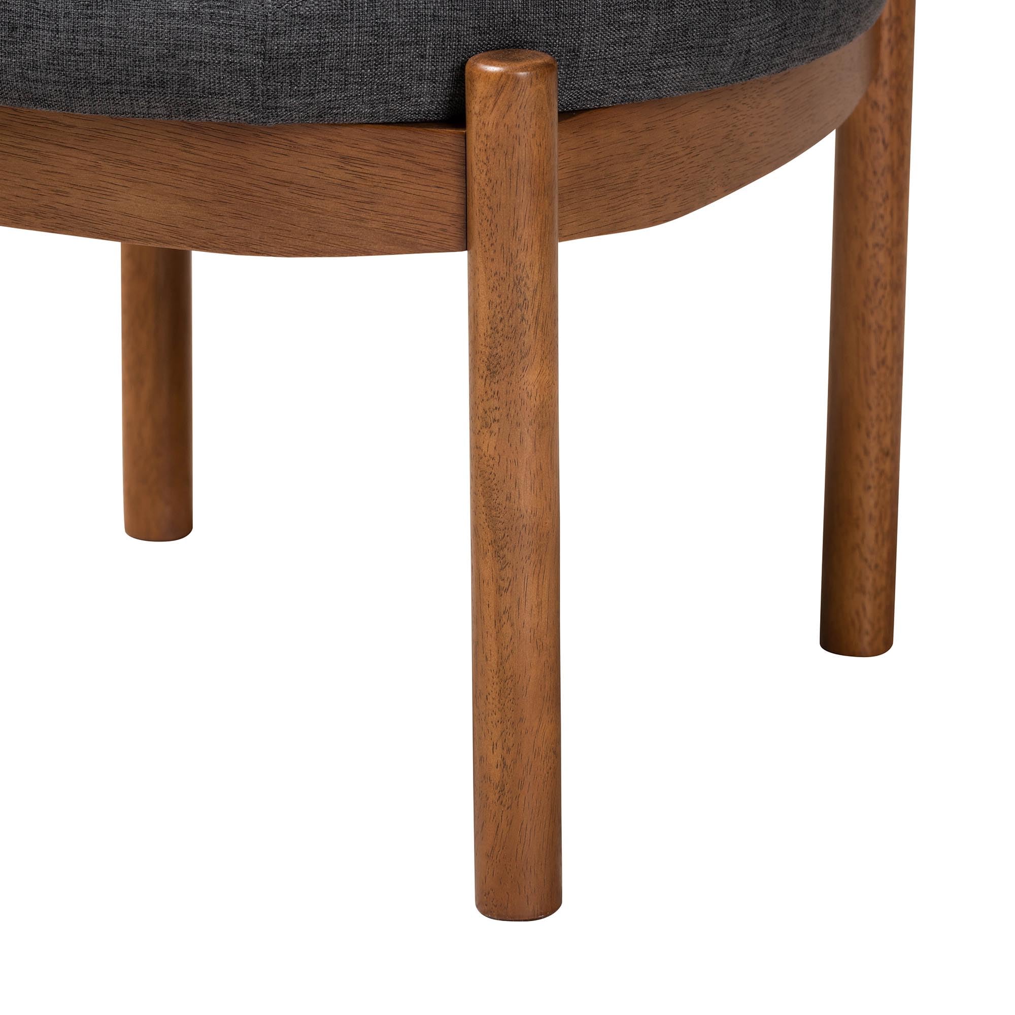 Baxton Studio Iliana Footstool, One Size, Dark Grey/Walnut Brown