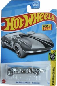 hot wheels hw braille racer twin mill, experimotors 4/5 [silver] 85/250