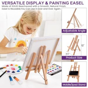 MERRIY Paint Set,25-Piece Painting Supplies Kit with Tabletop Easel, 12 Colors Acrylic Paints,10"x 12"Stretched Canvas,Paint Brush Set, Premium Acrylic Painting Set for Adults Artists