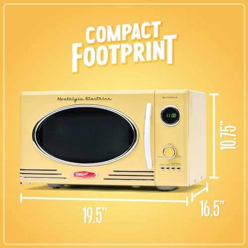 Nostalgia Retro Microwave - Countertop Microwave Oven - Includes 12 Pre-Programmed Settings and Digital Clock - 0.9 CU Ft. - 800 Watts - Yellow