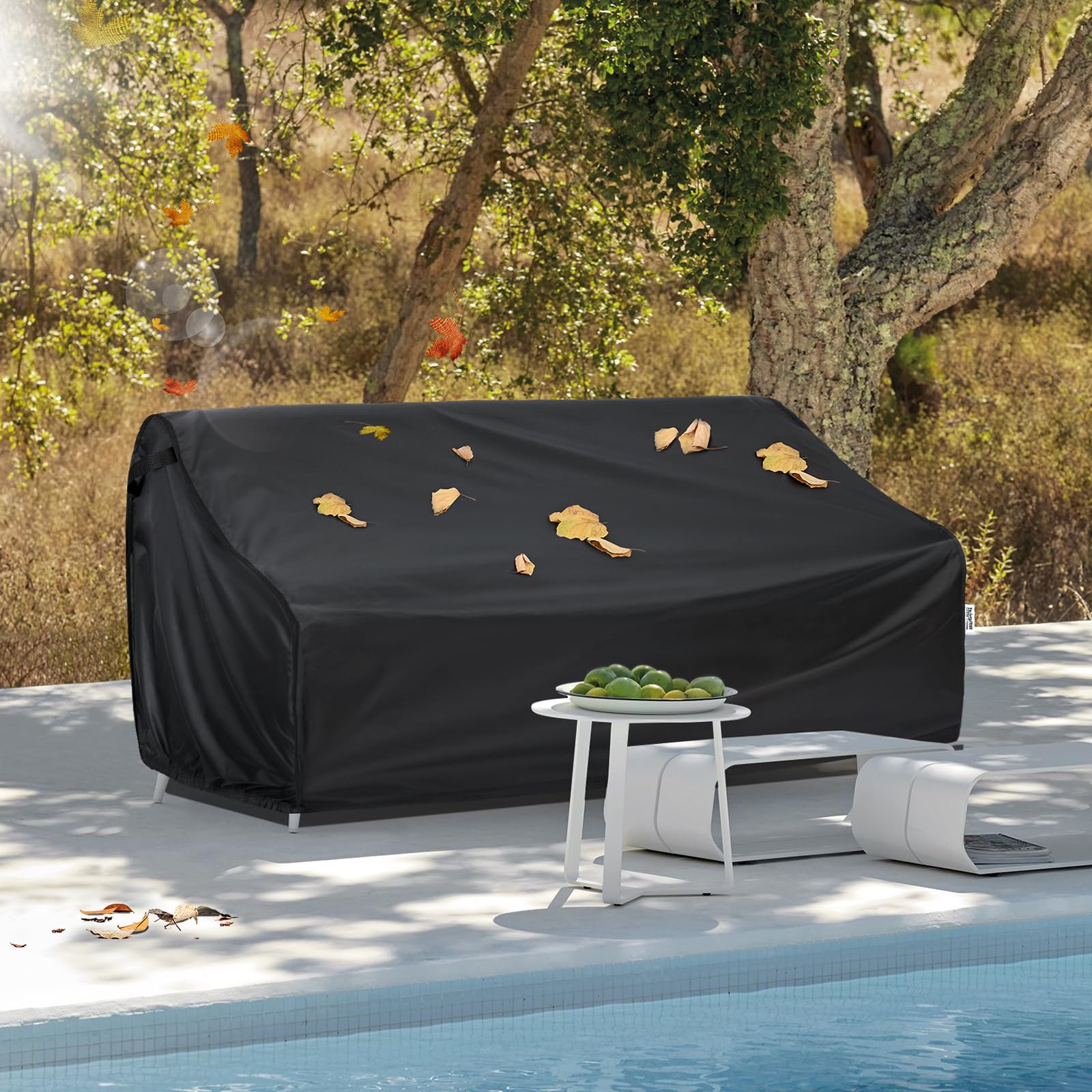 Varietyface Patio Furniture Covers Waterproof, 3-Seater Outdoor Sofa Covers Sunproof,Durable Lawn Furniture Covers, Fits up to 88Wx40Dx33H inches, Black