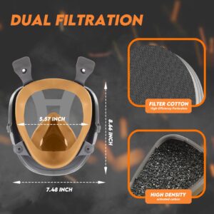 Full Face Respirator Mask with Filters: 6800 Gas Mask with 6001 & 2097 Filter Reusable Organic Vapor Mask Against Fumes Gases Dust for Painting Epoxy Resin Welding Construction Emergency Polishing