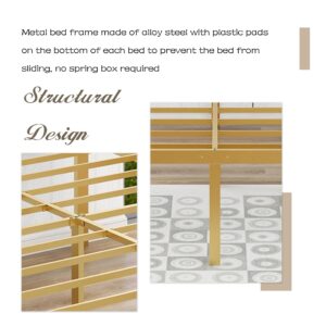 alazyhome 18 Inch Metal Full Size Bed Frame Heavy Duty Platform Noise Free Steel Slat Support Easy Assembly Noise Free No Box Spring Required Gold