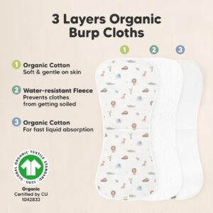 Organic Burp Cloths for Baby Boys and Girls - 5-Pack Super Absorbent Burping Cloth, Burp Clothes, Soft & Plush Newborn Towel, Milk Spit Up Rags, Burpy Cloth Bib for Unisex, Burping Rags (Wilderness)