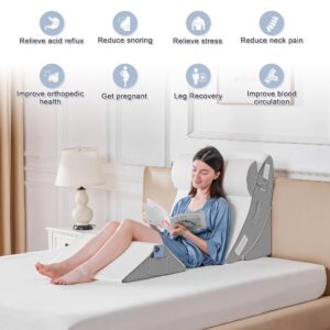 Yojoker 4PCS Orthopedic Bed Wedge Pillow Set for Sleeping, Post Surgery Foam Pillow for Body, Back and Leg Pain Relief, Triangle Adjustable Support Pillow - Acid Reflux, Anti Snoring & GERD Sleeping