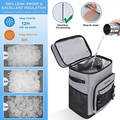 Hulongo Large Waterproof Insulated Cooler Backpack for Men & Women, Leak Proof Cooler Backpack for Camping, Beach, Fishing, Picnic, Travel, Outdoor, 30L, 48Cans