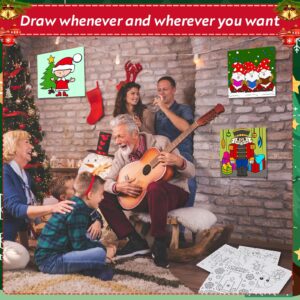 Tenceur 30 Pcs Pre Drawn Stretched Canvas 8 x 8 Inch Pre Drawn Canvas for Painting Coloring Canvas Preprinted Canvas to Paint for Adults Kids Party Favor DIY Art Supplies (Santa Claus)