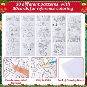 Tenceur 30 Pcs Pre Drawn Stretched Canvas 8 x 8 Inch Pre Drawn Canvas for Painting Coloring Canvas Preprinted Canvas to Paint for Adults Kids Party Favor DIY Art Supplies (Santa Claus)