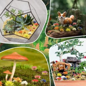 288 Pcs Static Grass Tuft Flower Cluster Vegetation Groups Self Adhesive Artificial Model Grass Tufts DIY Miniature Colorful Flower Cluster for Terrain Railway Scenery Table Landscape (Spring Style)