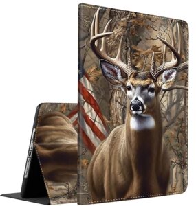 case for ipad pro 11 inch 4th/3rd/2nd/1st generation 2022/2021/2020/2018, multi-angle smart stand cover auto sleep/wake fit ipad air 4/5，camouflage deer american flag