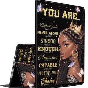 Case for iPad 10.2 9th / 8th / 7th Generation (2021/2020/2019 Model) 10.2 Inch, iPad Air 3 Case/10.5 Inch Pro,Smart Stand Cover Auto Sleep/Wake，African Americans Women Queen with Butterflies