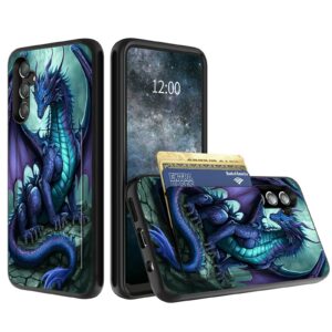 for samsung galaxy a54 5g case for samsung a54 5g wallet case with card holder dragon design for women men hybrid dual layer shockproof protective phone case cover for samsung a54 5g 2023 6.4 inch