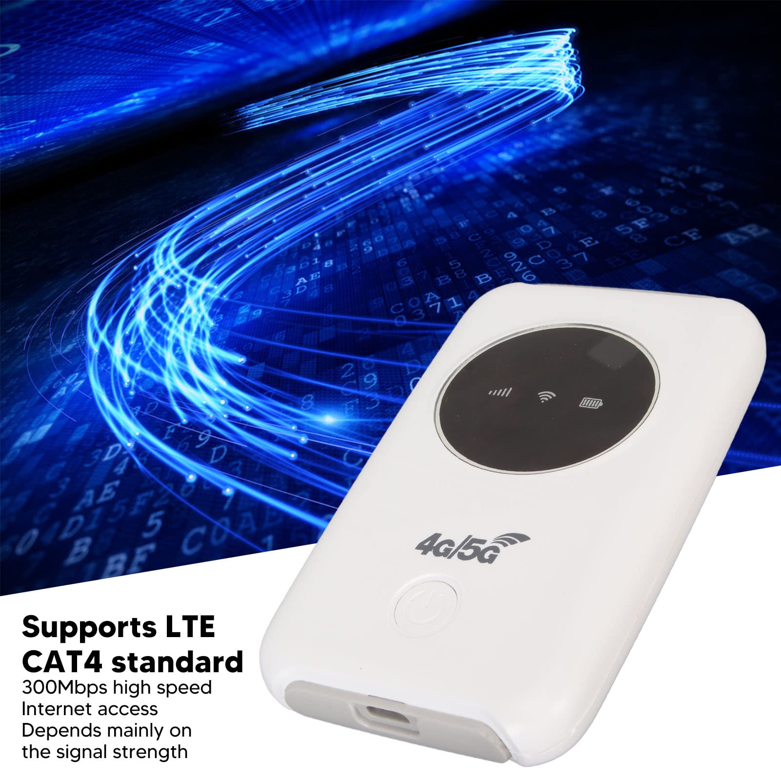 Portable Router for Travel, 300Mbps 4G Unlocked LTE USB Modem with SIM Card Slot, Built in 3200MAh Battery,Supports Network Band: B1/2/3/5/7/8/20/40