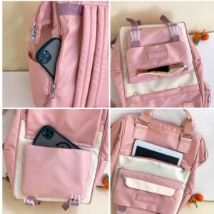 HAPIKI Cute Backpack with Cute Accessories Aesthetic Backpack Cute Kawaii Anti Theft Travel Daypack Season Gifts Backpack (pink)