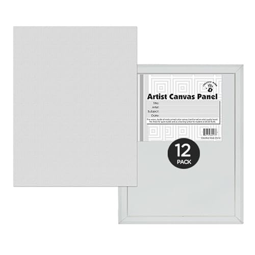 Creative Mark Cotton Canvas Panels 12 Pack - 8x16 - Professional Quality Fine Weave Acrylic Primed Artist Canvas Boards for Painting, Acrylics, Studios, & More