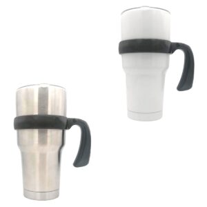 Handle for 30 oz Tumbler, Anti Slip Travel Mug Grip Cup Holder for Vacuum Insulated Tumblers, Suitable for Yeti Rambler, Trail, Sic, Ozark and More 30 Ounce Tumbler Mugs/Car Cups(2 Pcs Black)