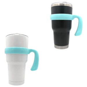 handle for 30 oz tumbler, anti slip travel mug grip cup holder for vacuum insulated tumblers, suitable for yeti rambler, trail, sic, ozark and more 30 ounce tumbler mugs/car cups(2 pcs sky blue)