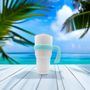 Handle for 30 oz Tumbler, Anti Slip Travel Mug Grip Cup Holder for Vacuum Insulated Tumblers, Suitable for Yeti Rambler, Trail, Sic, Ozark and More 30 Ounce Tumbler Mugs/Car Cups(2 Pcs Sky Blue)