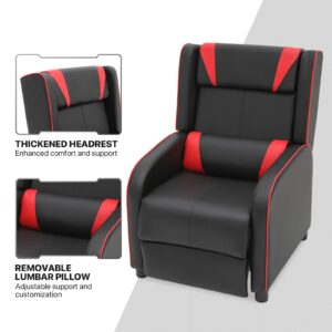 MoNiBloom Recliner Chair for Living Room Massage PU Leather Recliner Sofa, Adjustable Gaming Recliner Reading Chair Home Theater Seating with Foot Rest, Padded Backrest and Thick Seat Cushion, Red