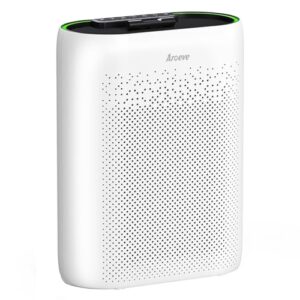 aroeve air purifiers for home large room with automatic air detection cover 1095 sq.ft impressive filter layer remove dust, pet dander, pollen for home, bedroom, dorm room, mkd05-white