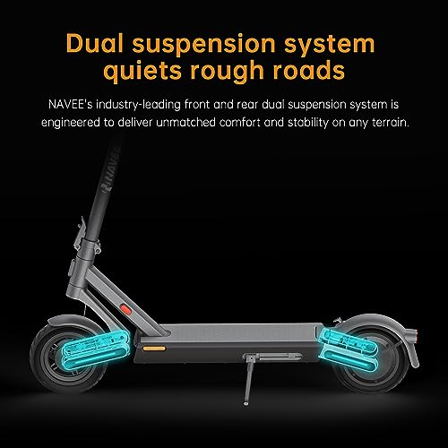 NAVEE Electric Scooter Off-Road S65C, 900W Max Power, 40 Miles Range & 20 MPH Speed, 10" Self-sealing Tubeless tires, Dual Suspension System, Foldable Scooter for Adults