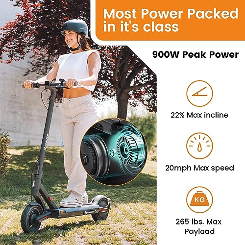 NAVEE Electric Scooter Off-Road S65C, 900W Max Power, 40 Miles Range & 20 MPH Speed, 10" Self-sealing Tubeless tires, Dual Suspension System, Foldable Scooter for Adults