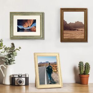 11x14 Picture Frame, set of 4 Tempered Glass with Vintage Wood Grain, Farmhouse Rustic Frames, suitable for Tabletop Display and Wall Hanging.