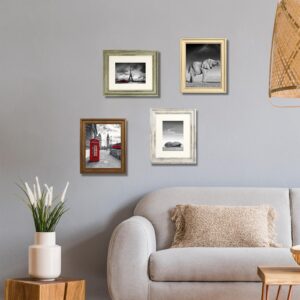 11x14 Picture Frame, set of 4 Tempered Glass with Vintage Wood Grain, Farmhouse Rustic Frames, suitable for Tabletop Display and Wall Hanging.